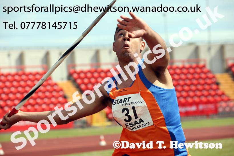 Inter boys javelin, 2015 English Schools Track and Field Champs., Gateshead Stadium. Photo: David T. Hewitson/Sports for All Pics